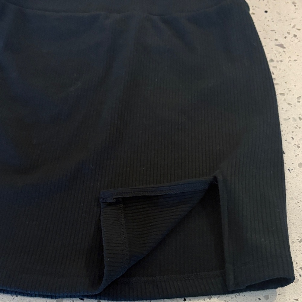 Ribbed Black Women's Mini Skirt - Picture 3 of 4